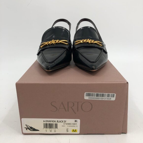 Franco Sarto Black Slingback Loafer Heels | Size 5 - Picture 5 of 11